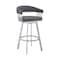 Armen Living Bronson 29" Slate Gray Faux Leather and Silver Metal Bar Stool 795044878264 - alternate 1